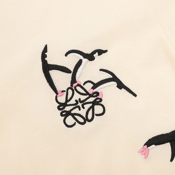 超希少！ロエベ コピー ロゴ刺繍コットンジャージーTシャツ アナグラム log91347